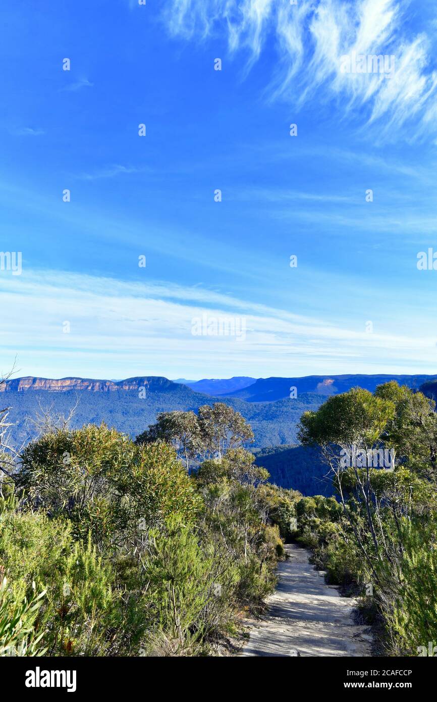 A view near Olympian Rock Lookout at Leura in the Blue Mountains Stock Photo
