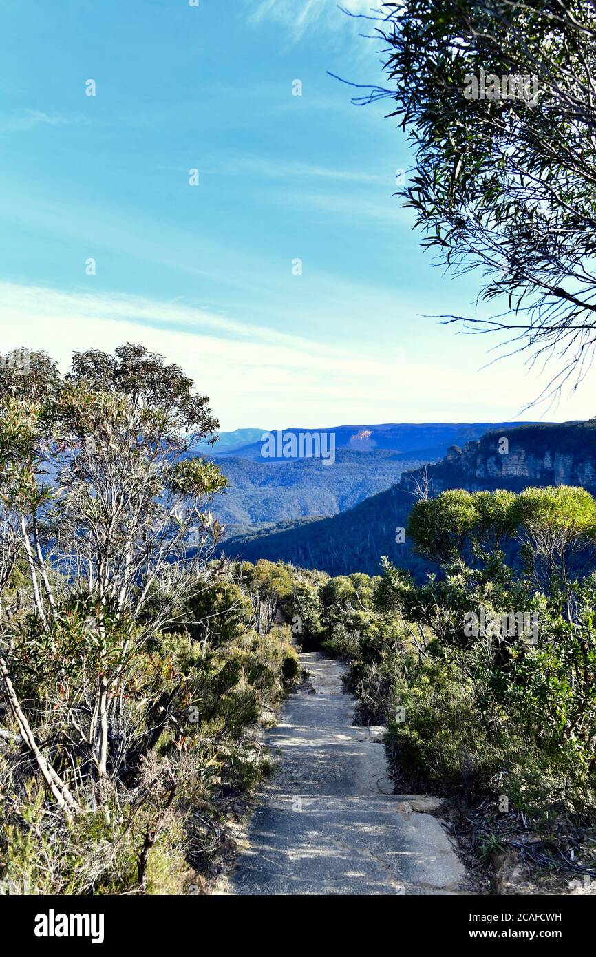 A view near Olympian Rock Lookout at Leura in the Blue Mountains Stock Photo