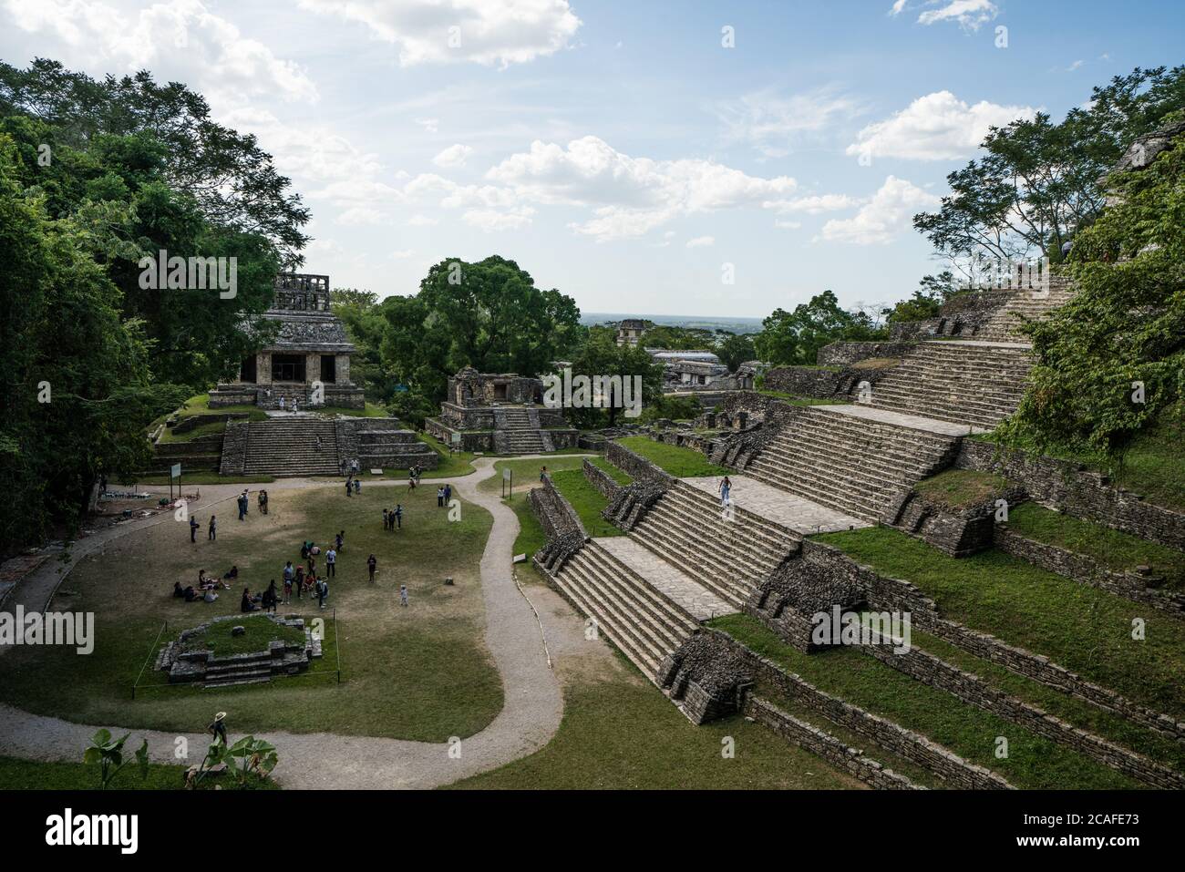 The stairs of the Temple of the Cross, at right, in the ruins of the ...