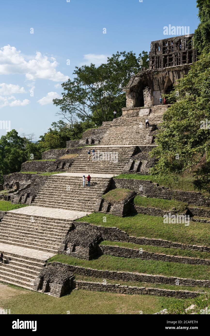 The Temple of the Cross in the ruins of the Mayan city of Palenque ...
