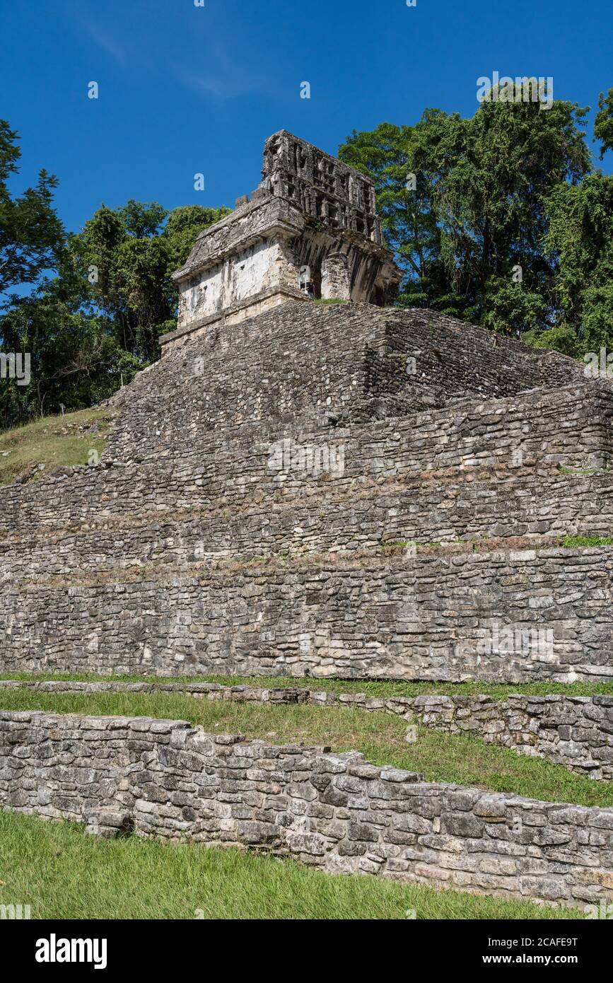 The Temple of the Cross in the ruins of the Mayan city of Palenque ...