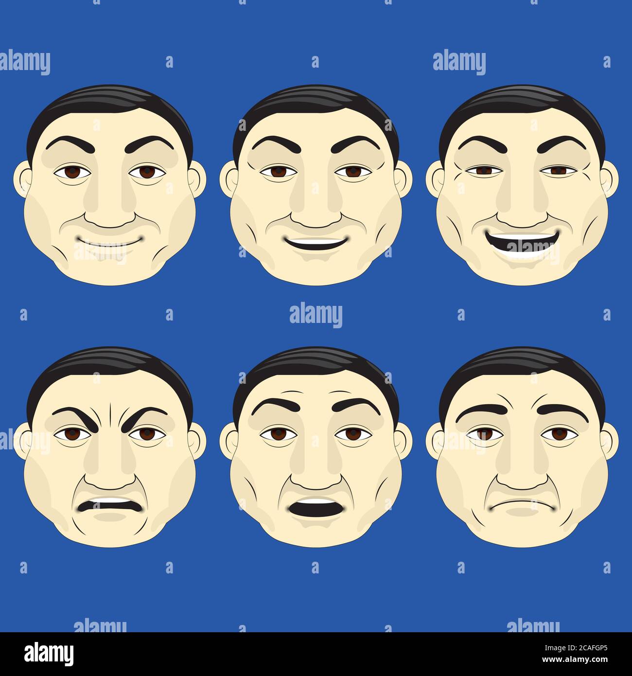 Set of different character expressions. Vector illustration Stock Vector