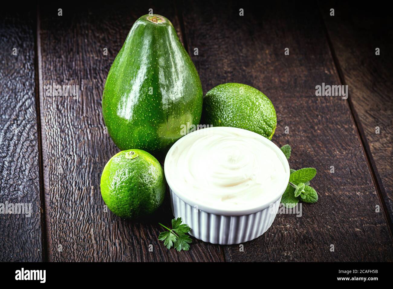 vegan mayonnaise made from avocado cream with lemon, called green