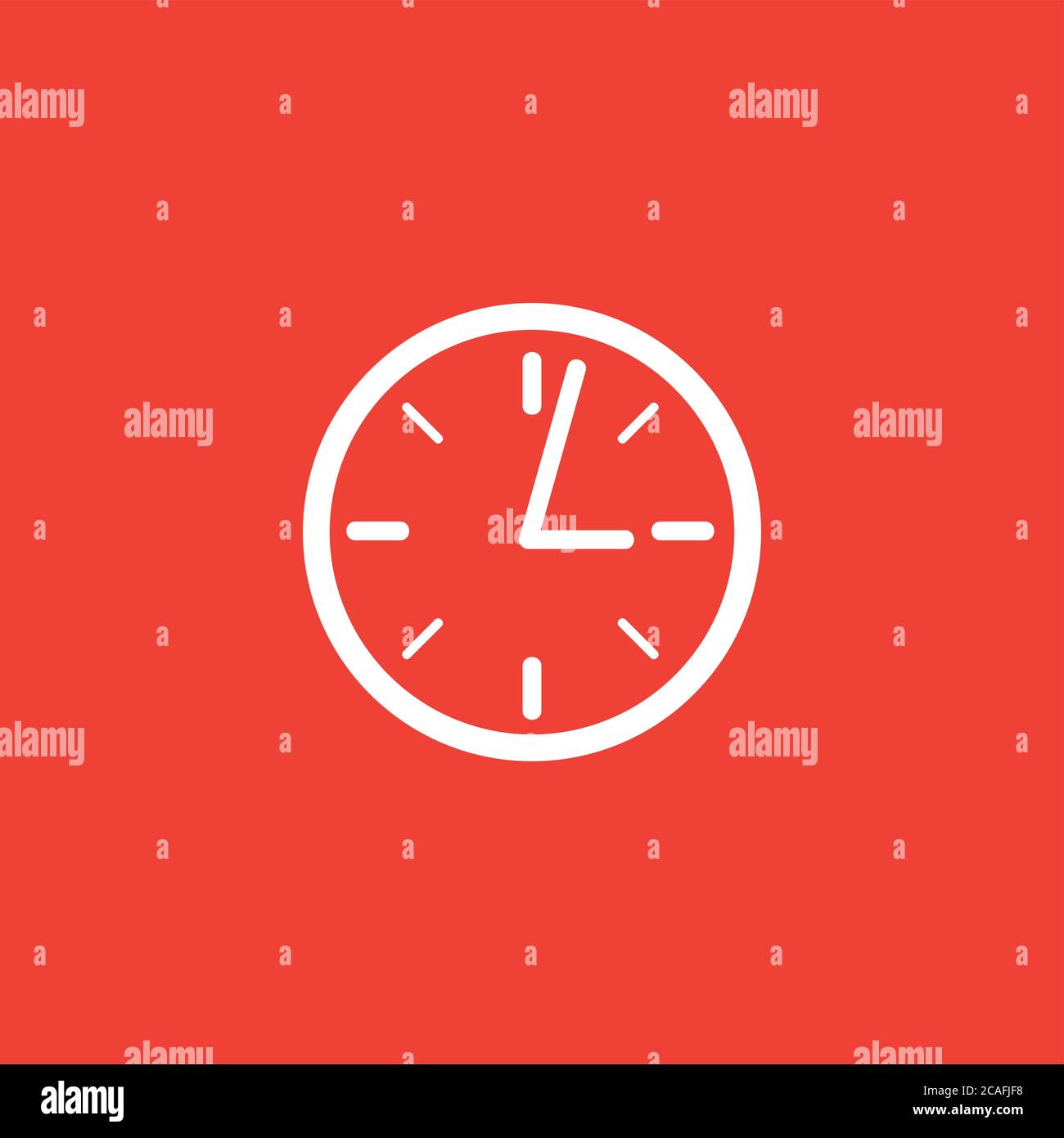 Clock Icon On Red Background. Red Flat Style Vector Illustration Stock ...