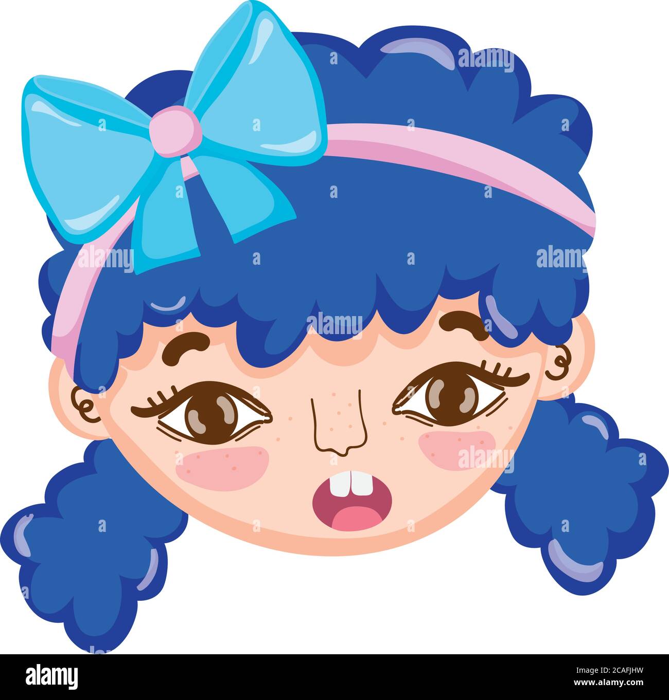 Cute Anime Girl with Bow on Her Hair Stock Vector - Illustration of carps,  cute: 227737788