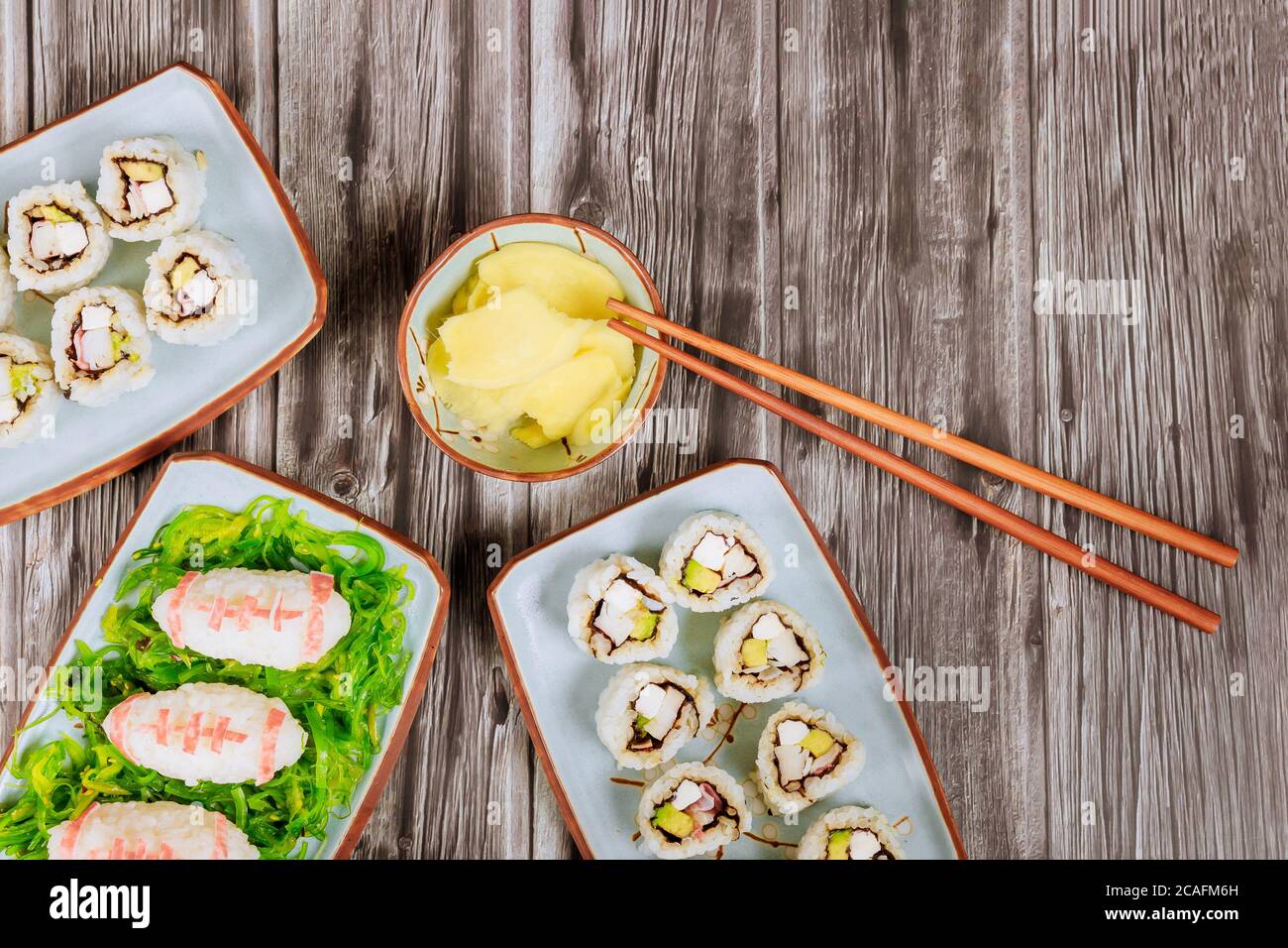 Catering meal sushi roll for fan of football game. American football ...
