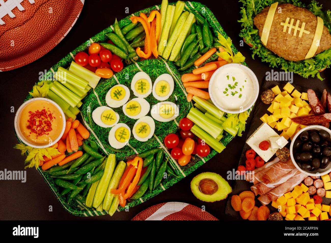 American football game catering food for party at home Stock Photo - Alamy
