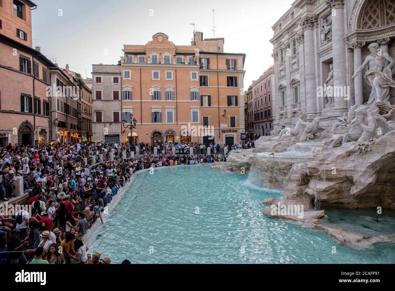 Europe - Italy, capital city Rome: Tourist at the Trevi Fountain which is one of the most popular spots in Rome. Stock Photo