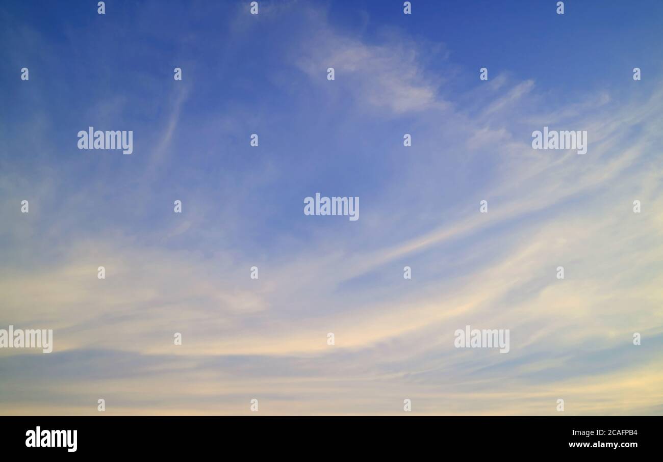 Blue Sky and Cirrus Clouds for Background or Banner Stock Photo
