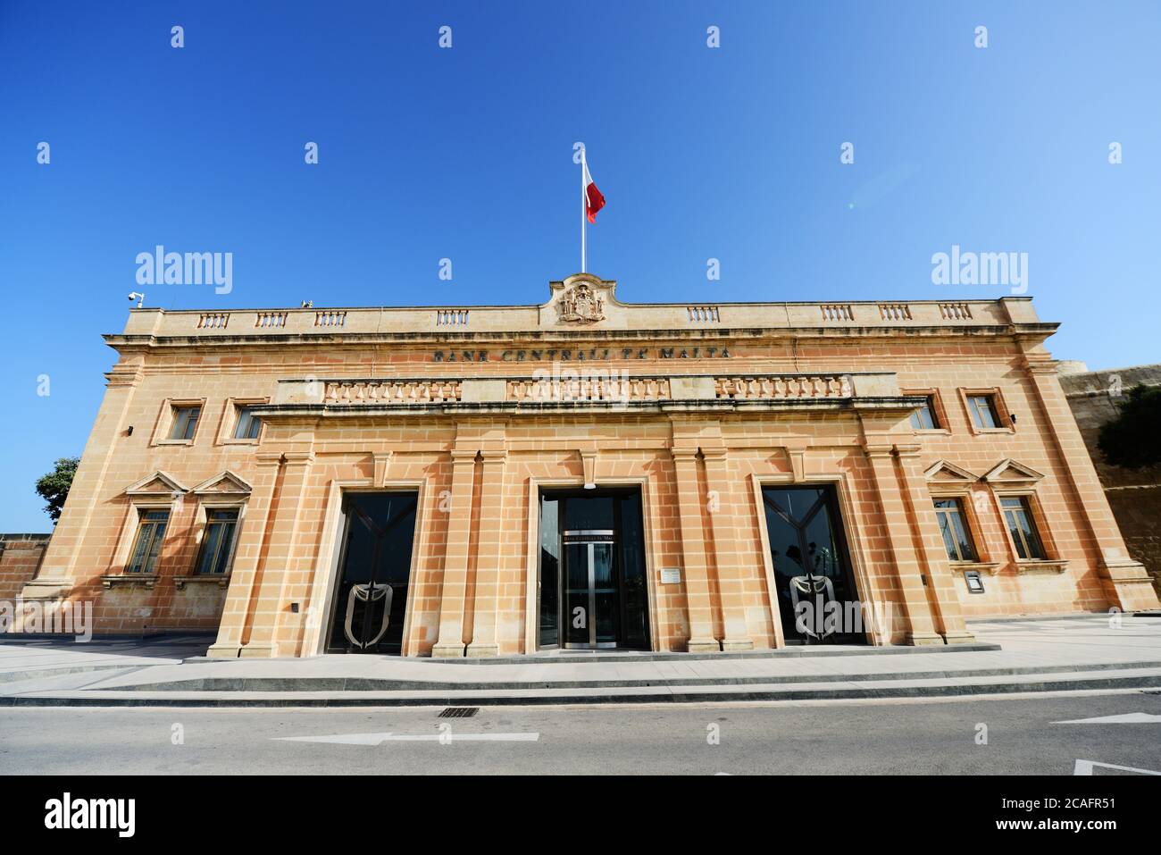 Central Bank of Malta in city center of Valletta, Malta Stock Photo