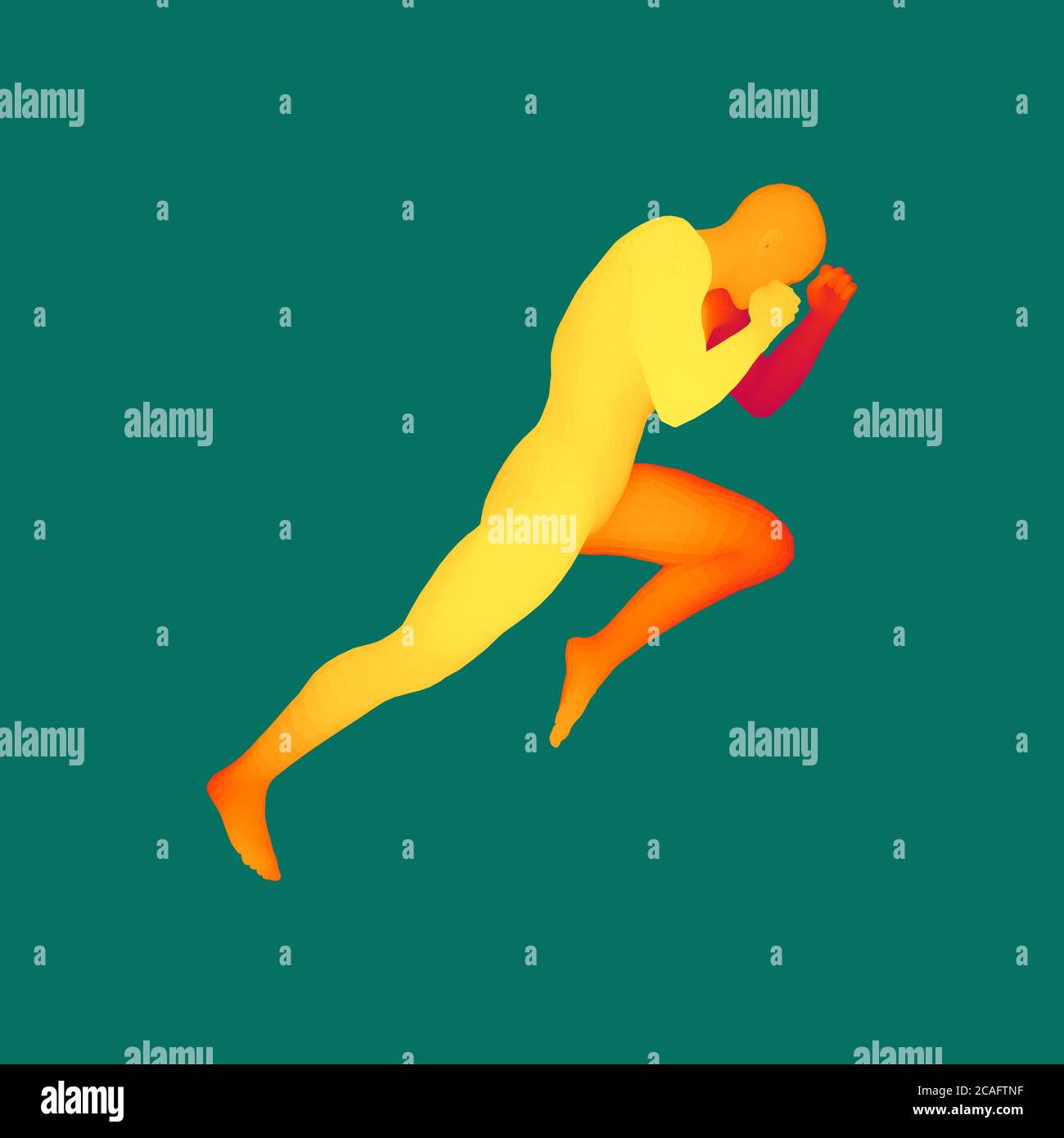 Kickbox Fighter Preparing to Execute a High Kick. Fitness, Sport, Training and Martial Arts Concept. 3D Model of Man. Human Body. Design Element. Vect Stock Vector