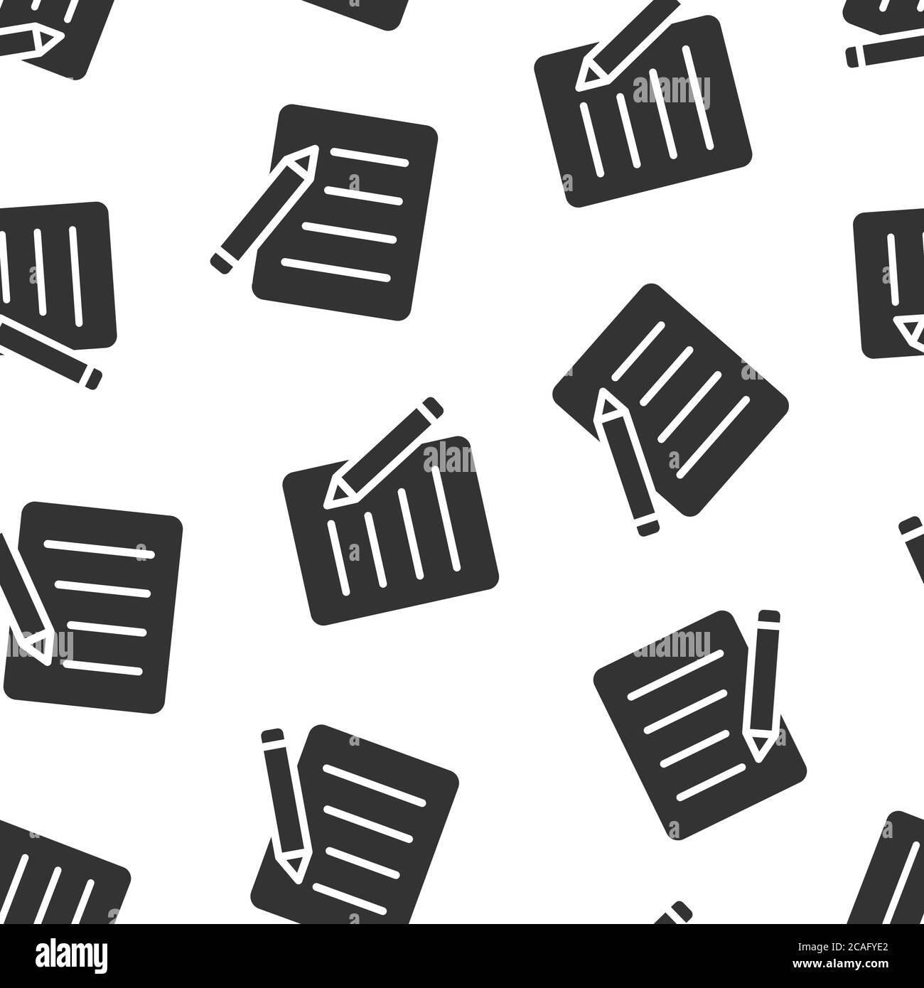 Blogging icon in flat style. Document with pen vector illustration on ...