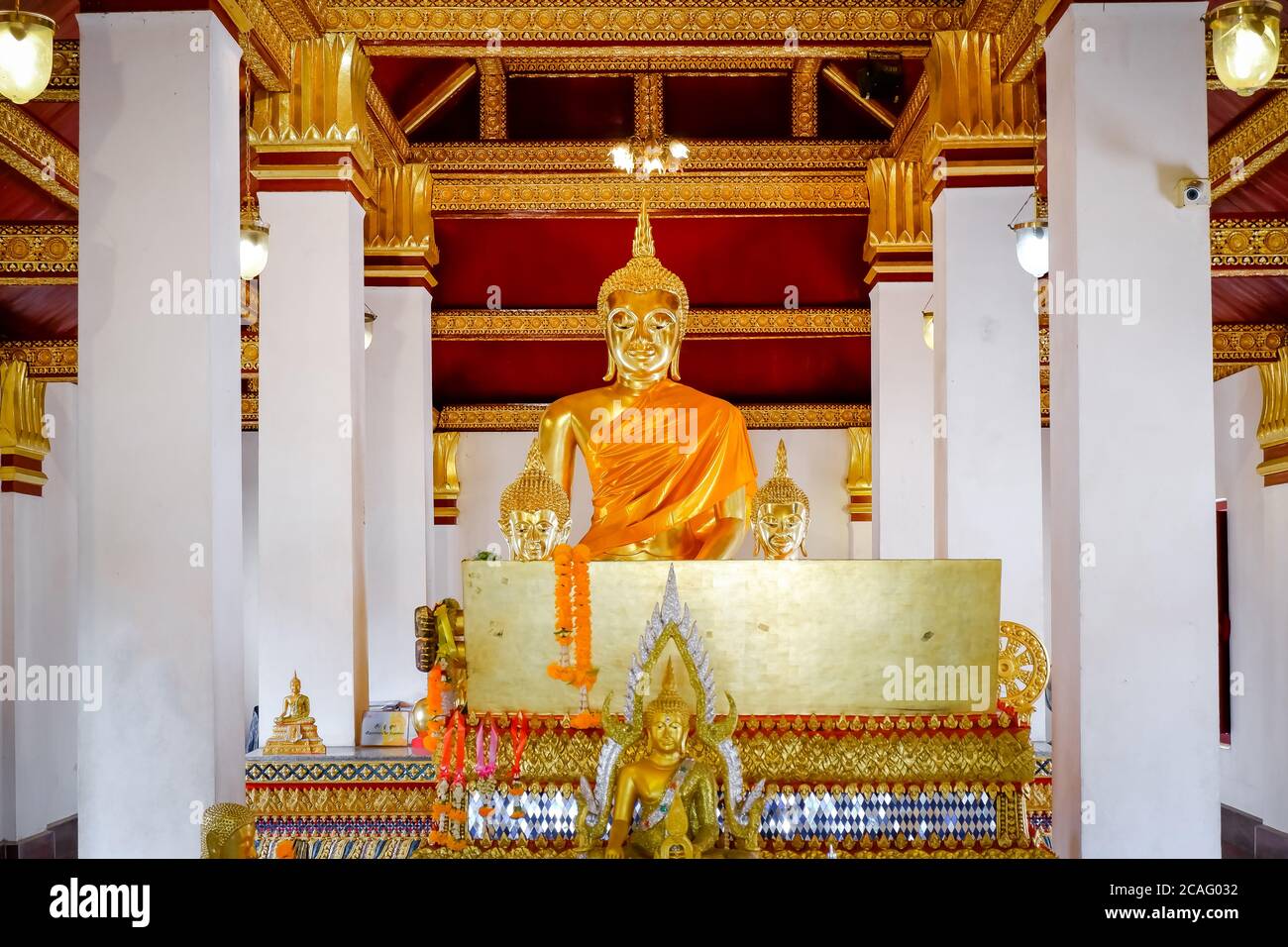 Gold buddha statue at at Phra Si Rattana Mahathat temple, Phitsanulok, Thailand . Beautiful of historic city at Buddhism temple. Stock Photo