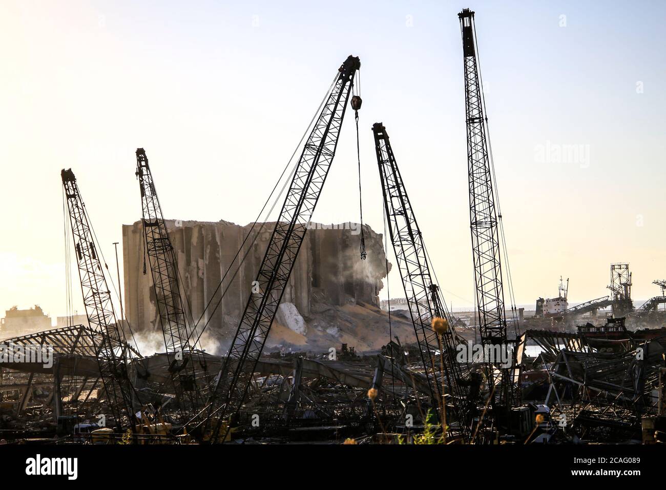 Port of Beirut destruction after the tragic explosion happened in August 4,2020 Beirut