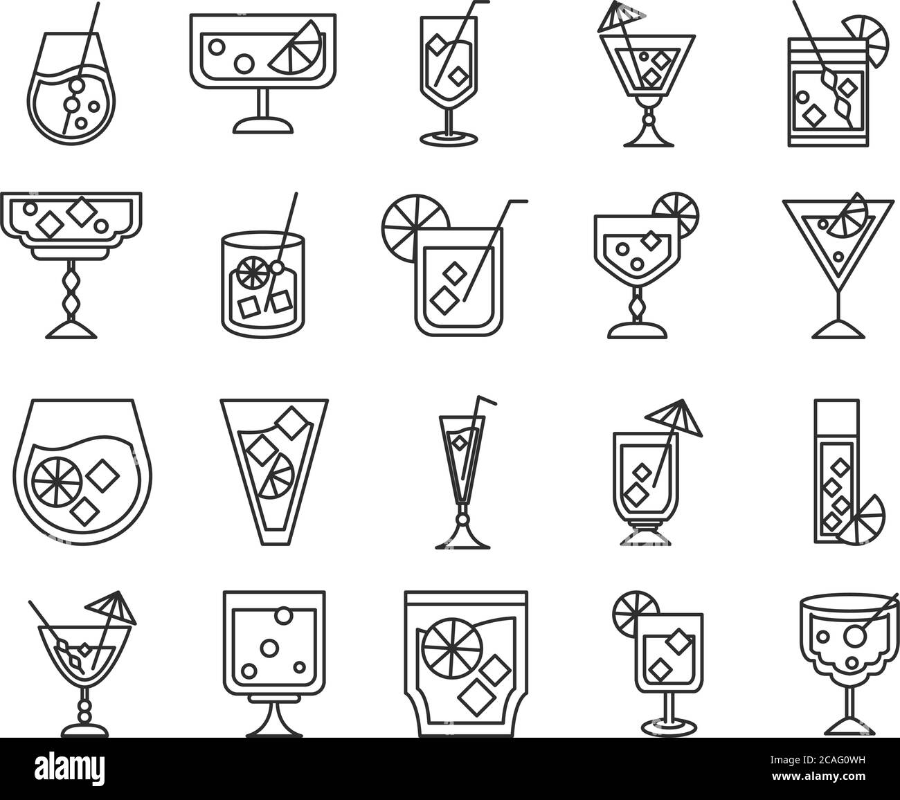 cocktail icon liquor refreshing alcohol glass cups iced drinks icons