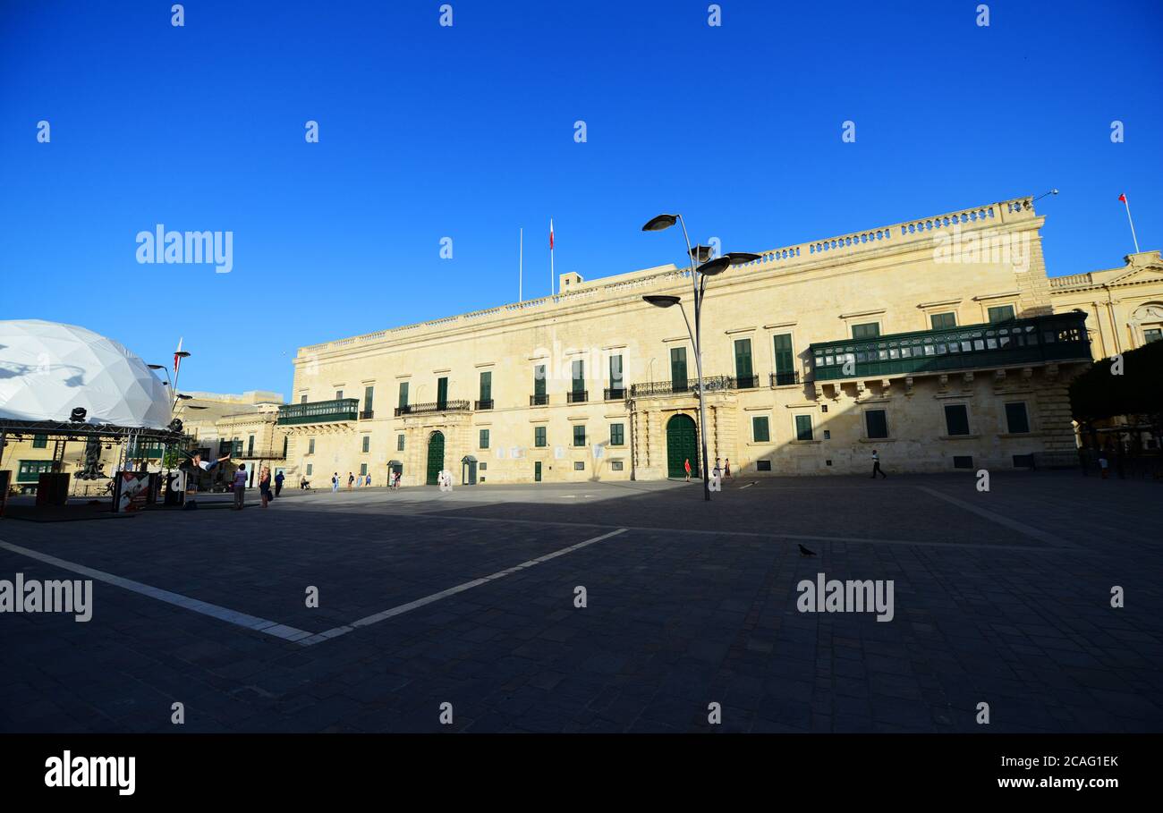 The Grandmaster Palace ( includes the presidents palace ) in Valletta, Malta. Stock Photo