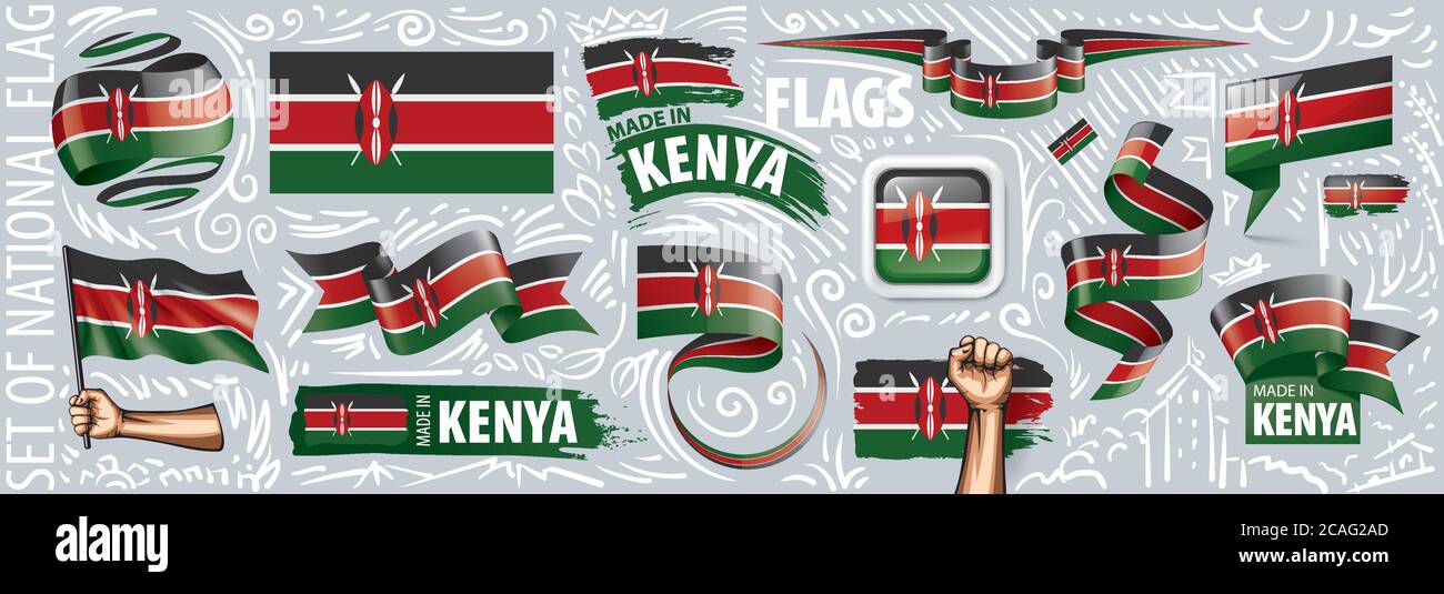 Vector set of the national flag of Kenya in various creative designs ...