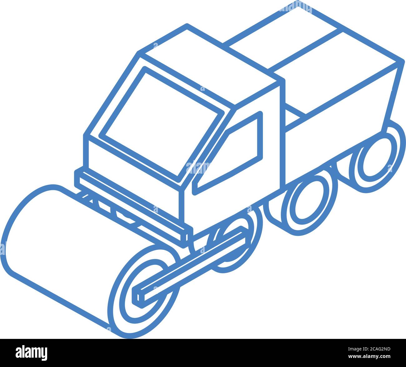 isometric repair construction road roller machinery linear style icon ...