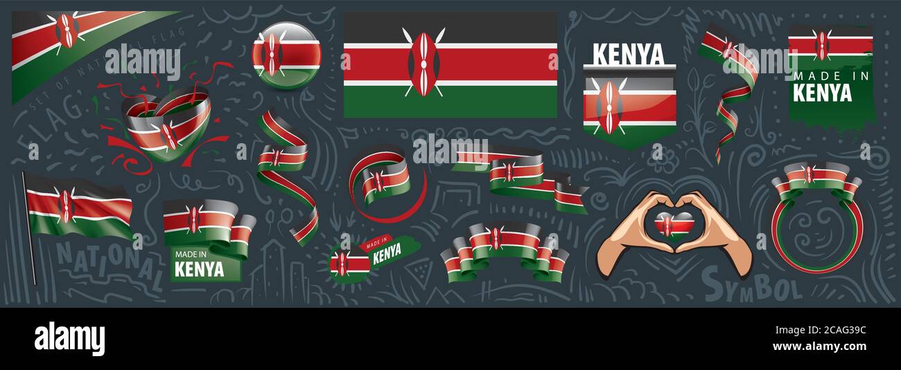 Vector set of the national flag of Kenya in various creative designs ...