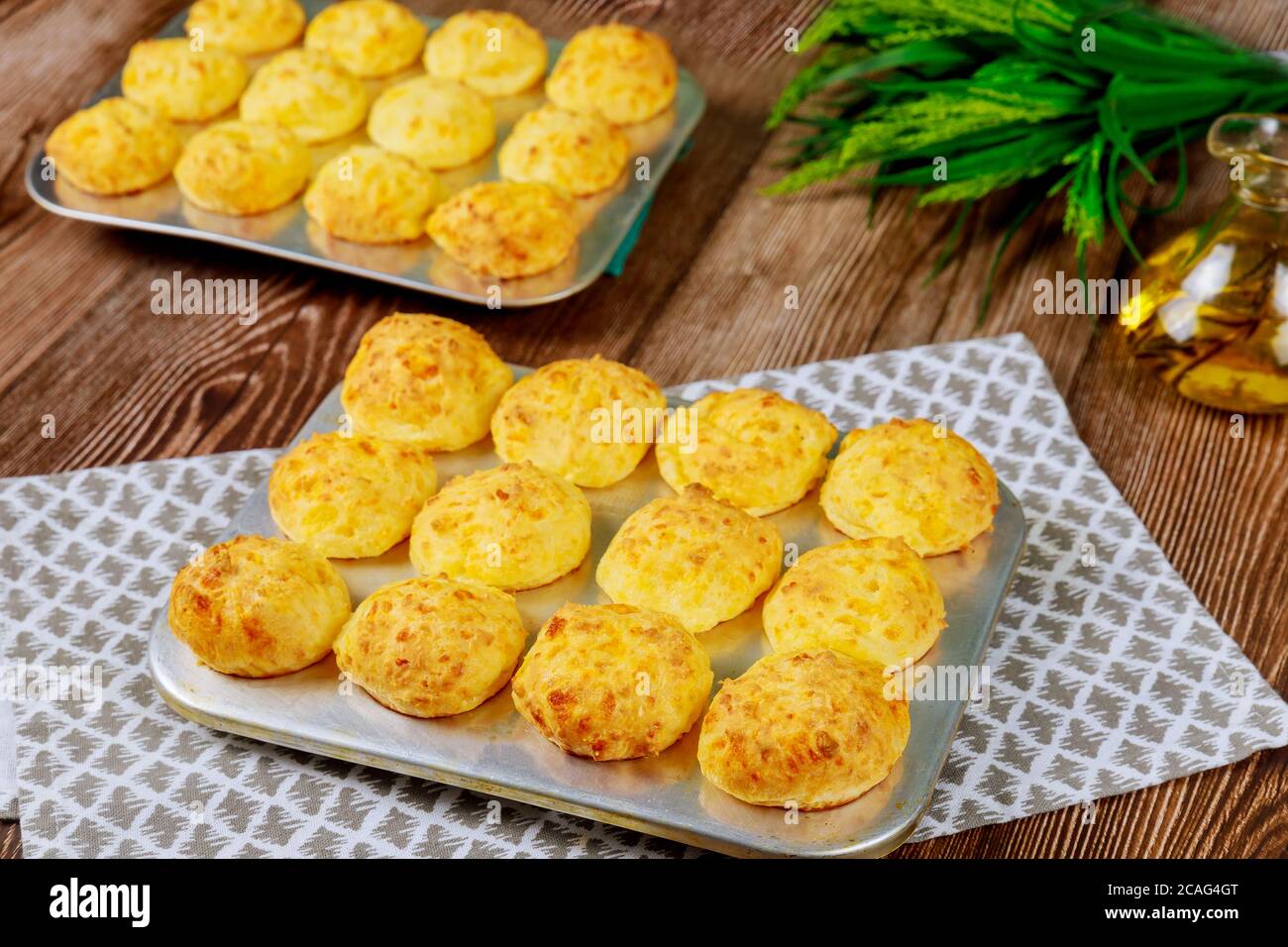 Baked cheese bread called chipa. Cuisine of Paraguay. Stock Photo
