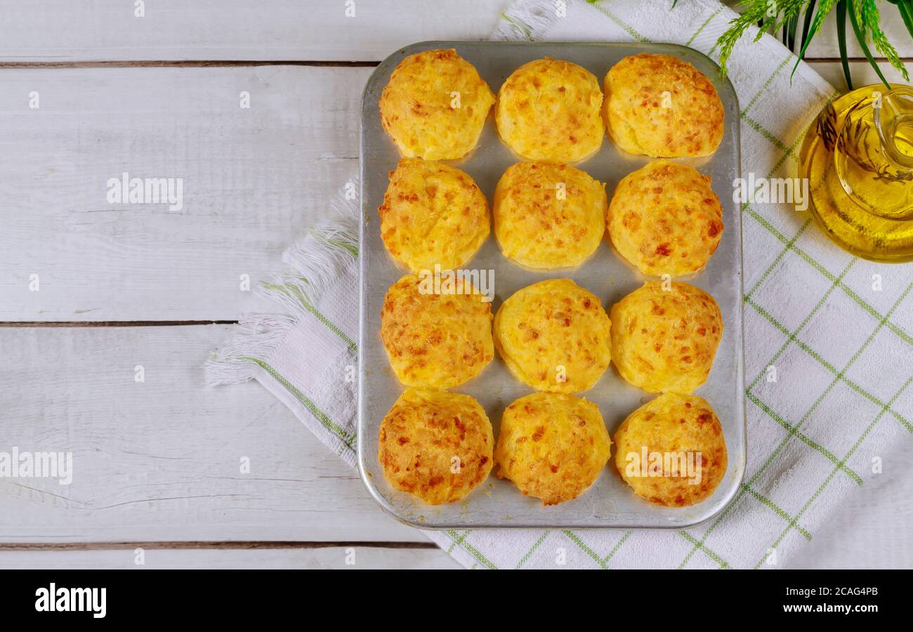 Cooked cheese bread called chipa. Cuisine of Paraguay. Stock Photo