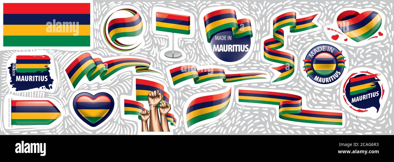 Vector set of the national flag of Mauritius in various creative ...