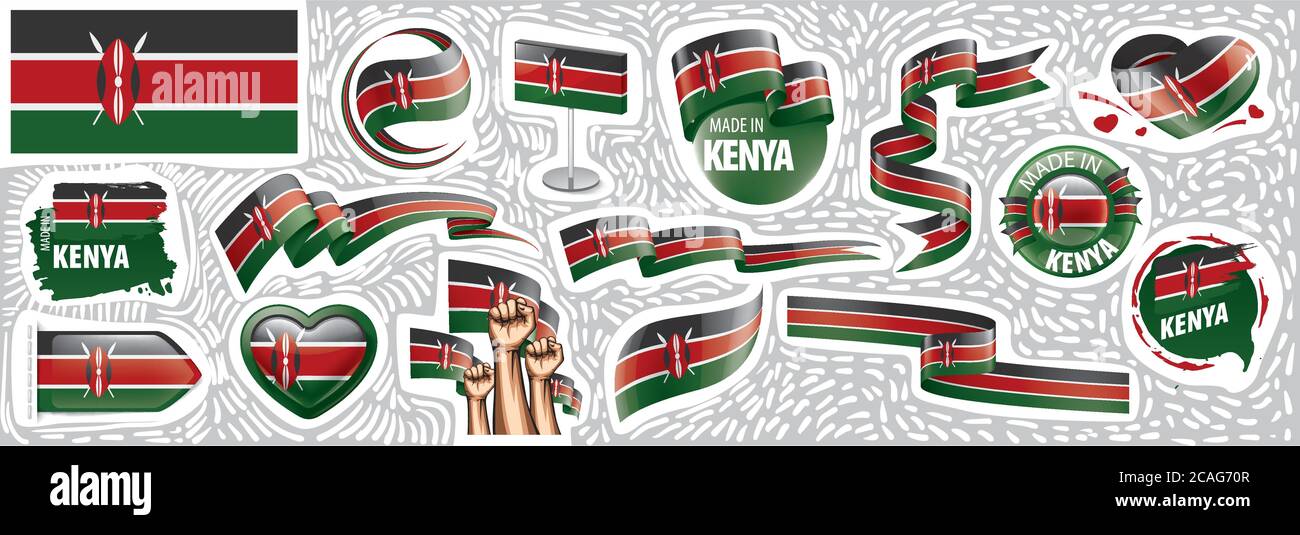 Vector set of the national flag of Kenya in various creative designs ...