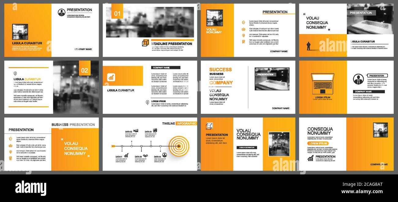 Presentation and slide layout autumn theme template. Design orange ...