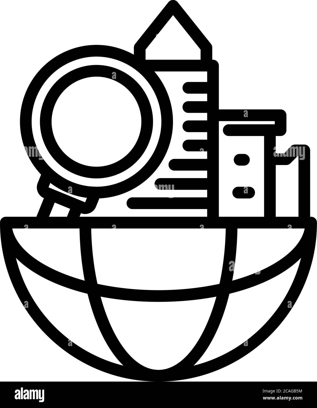 Global search restructuring icon, outline style Stock Vector