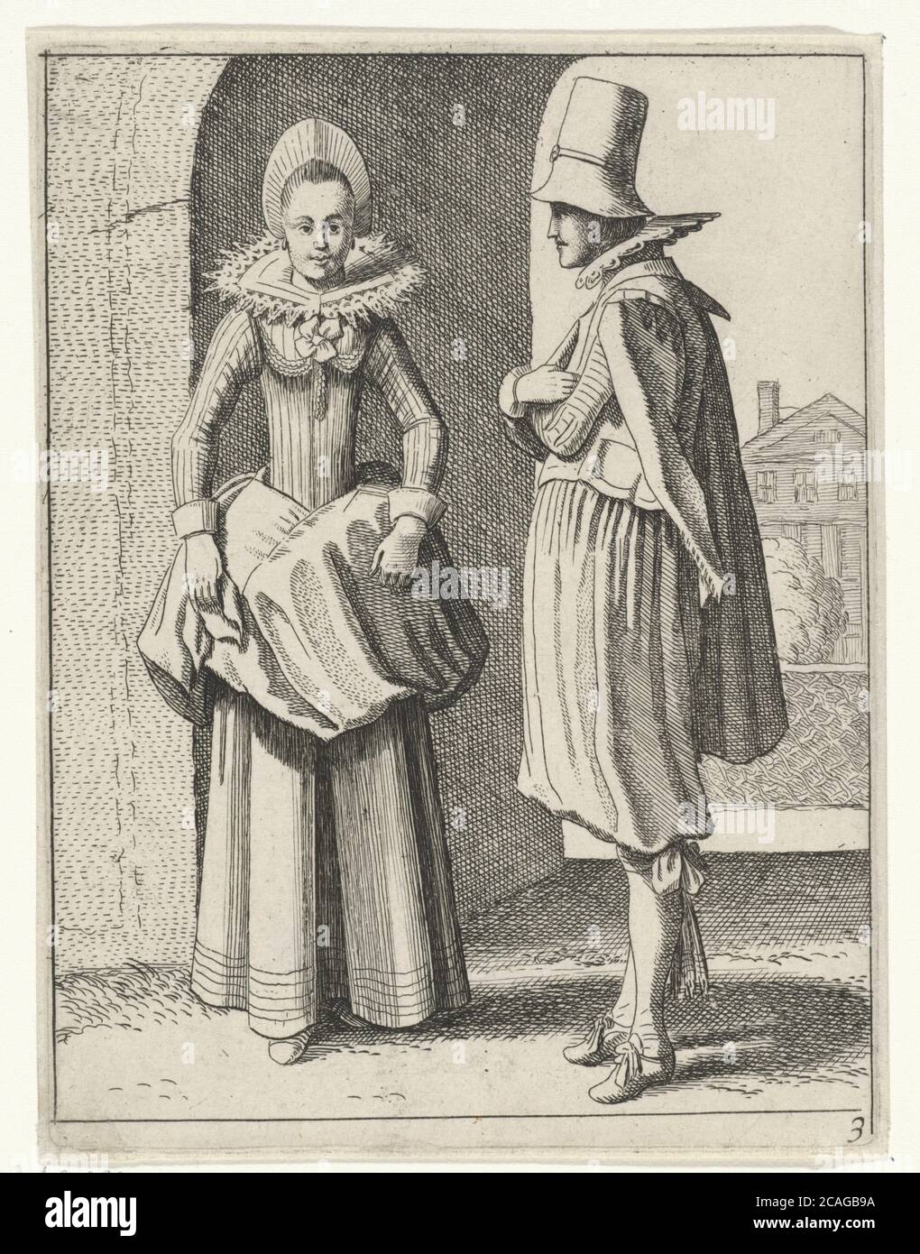 Elegantly dressed pair C, Jan van de Velde (II), 1603 - 1652 Stock Photo