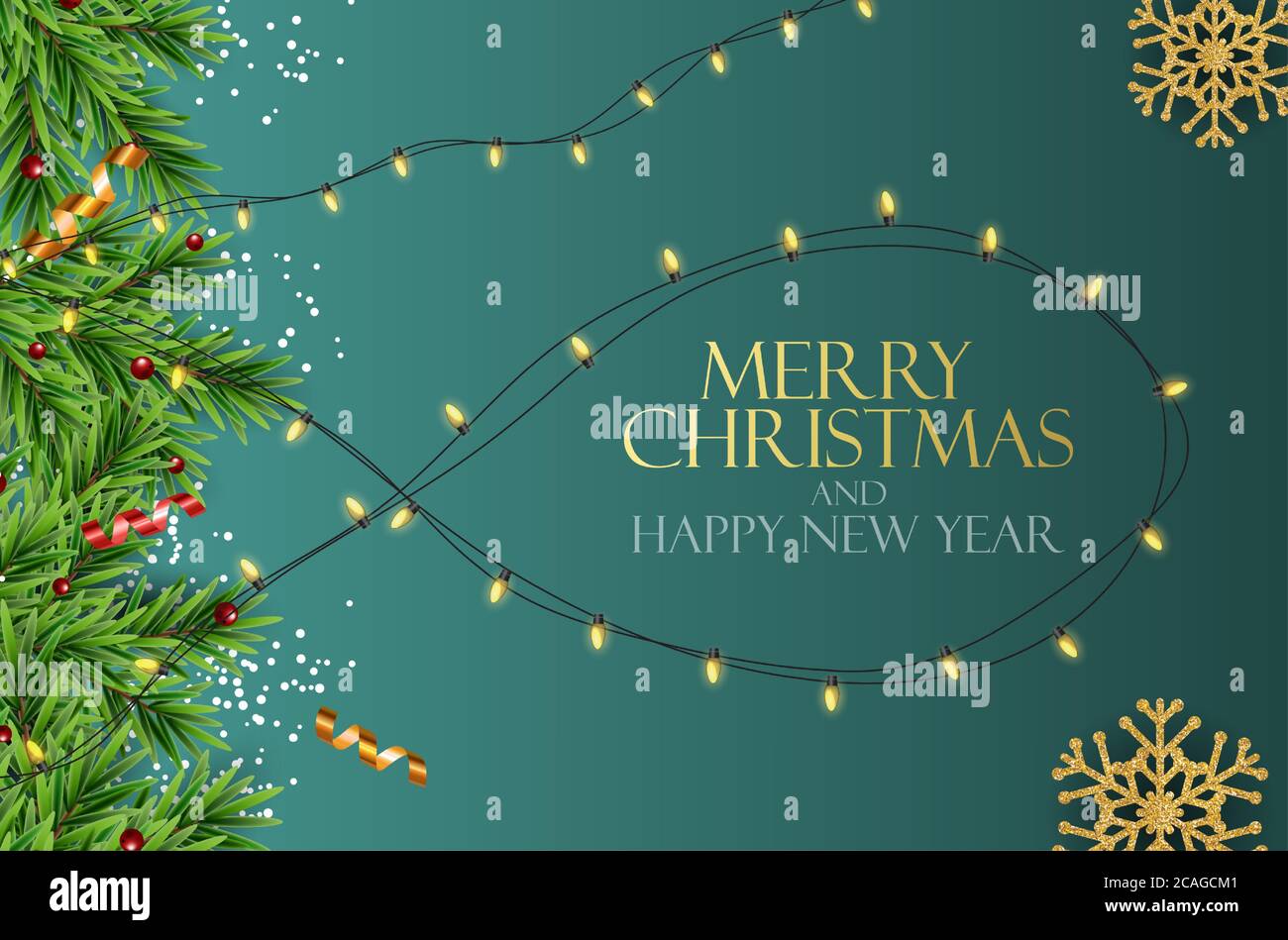 Holiday New Year and Merry Christmas Background with realistic ...