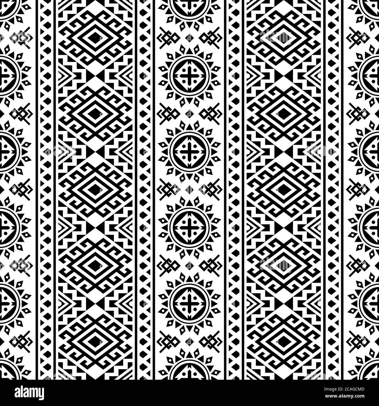 Geometric seamless pattern ethnic texture design vector in monochrome ...