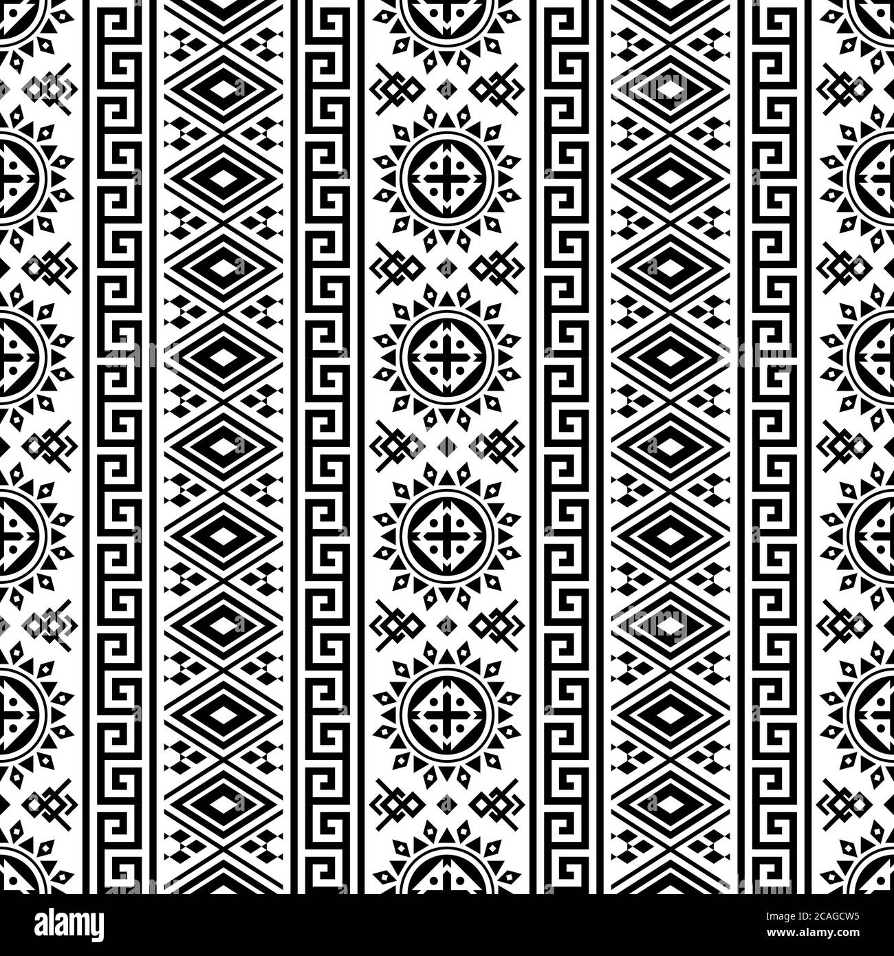 Geometric seamless pattern ethnic texture design vector in monochrome ...