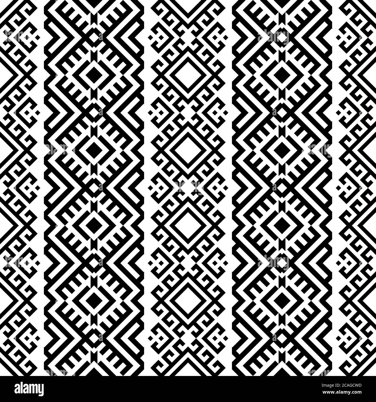 Geometric seamless pattern ethnic texture design vector in monochrome ...