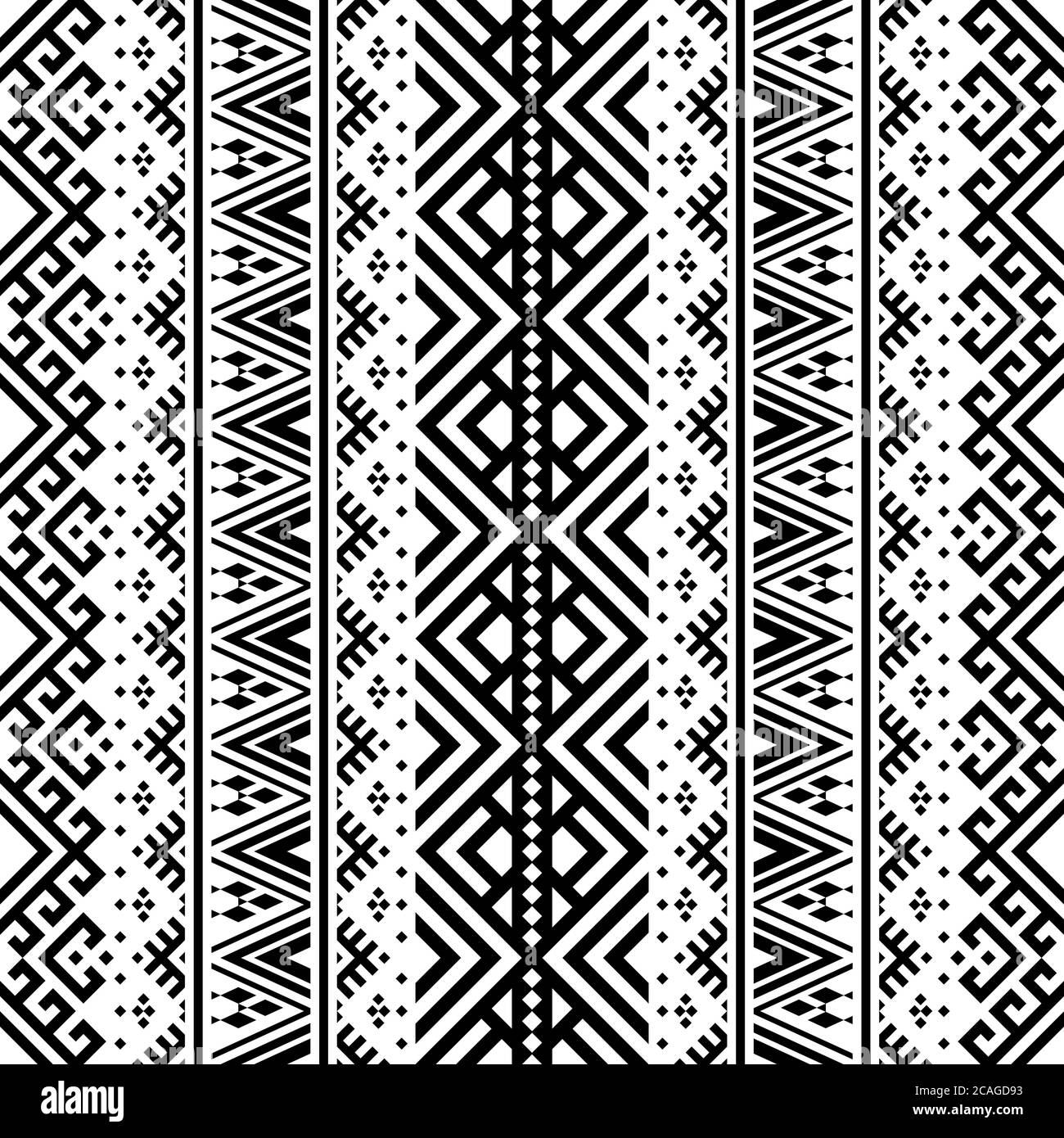 Geometric seamless pattern ethnic texture design vector in monochrome ...