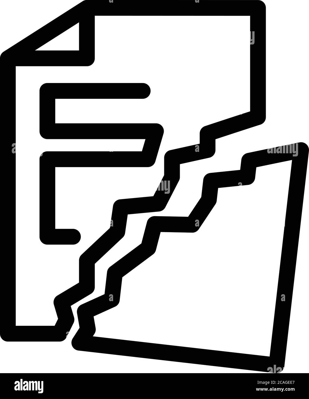 Broken file icon, outline style Stock Vector