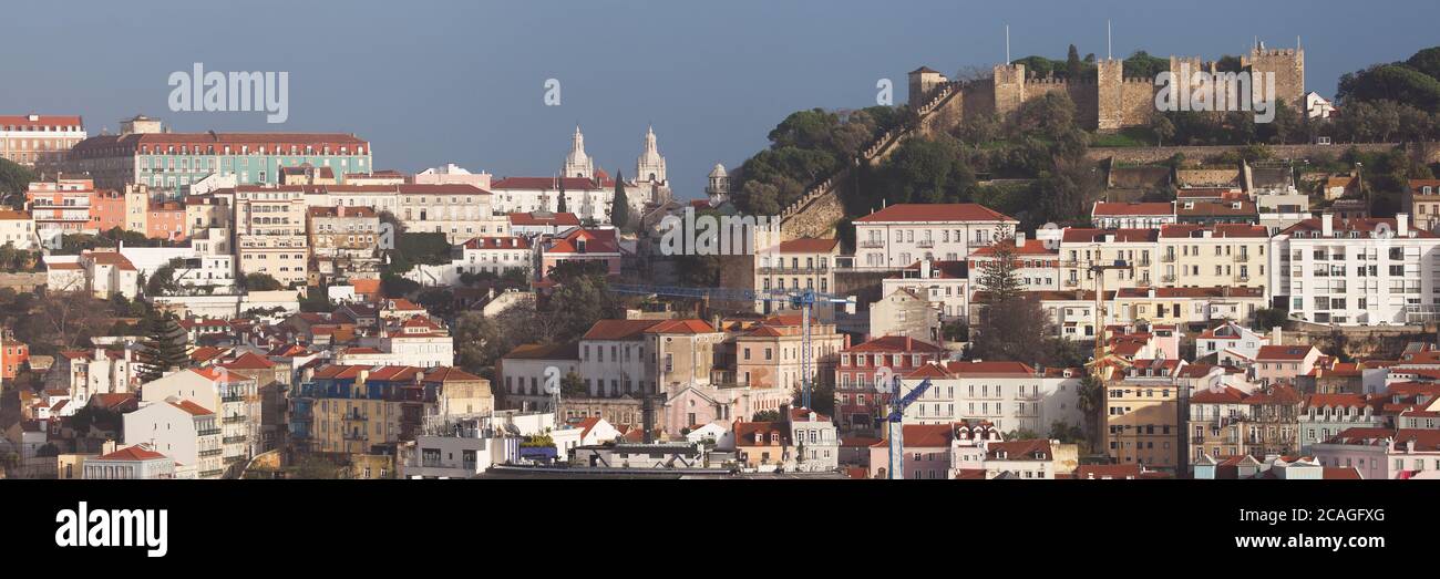 View from Miradouro de Sao Pedro de Alcantara, Lisbon, Portugal. Stock Photo