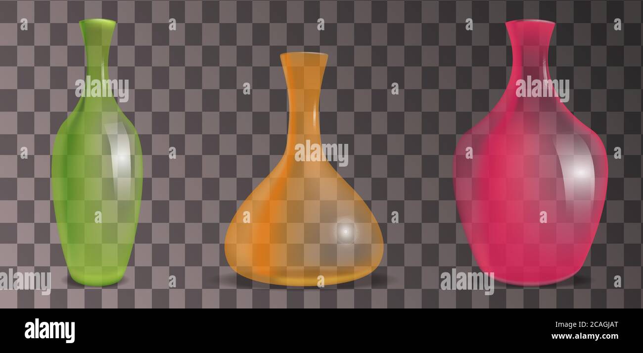 Set of transparent decorative vases of different shapes. Vector element ...