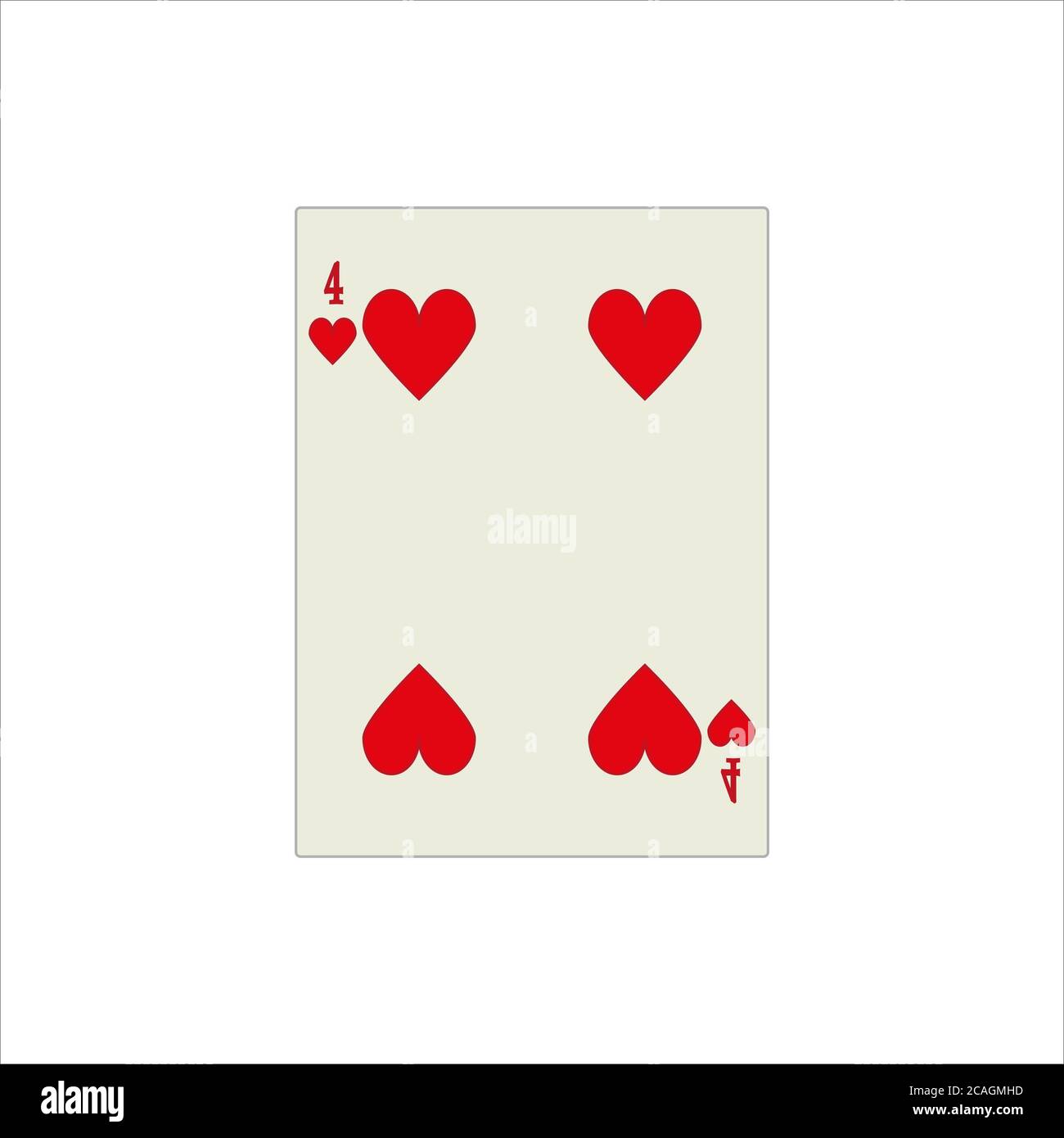 Illustration of a four of hearts card isolated on a white background ...
