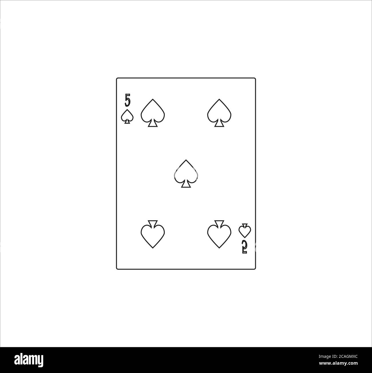 Illustration of a five of spades card isolated on a white background