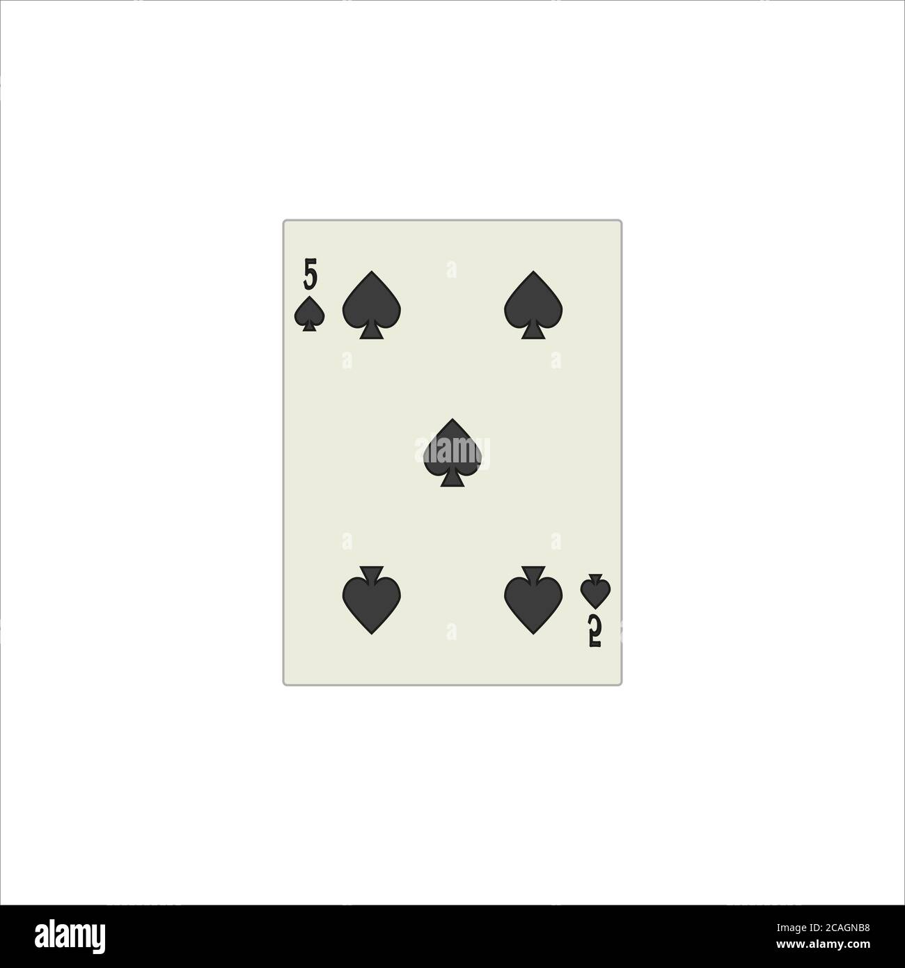 Illustration of five of spades playing card isolated on a white