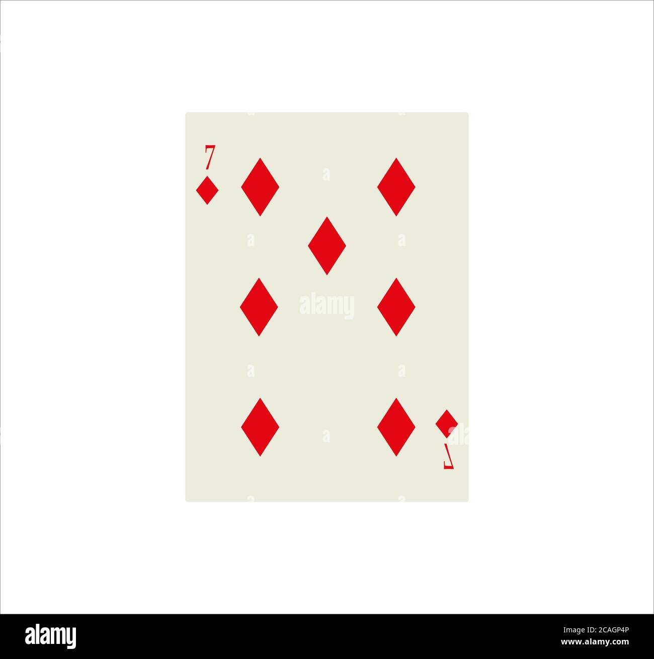 Illustration of a seven of diamonds playing card with isolated on a white background Stock Photo