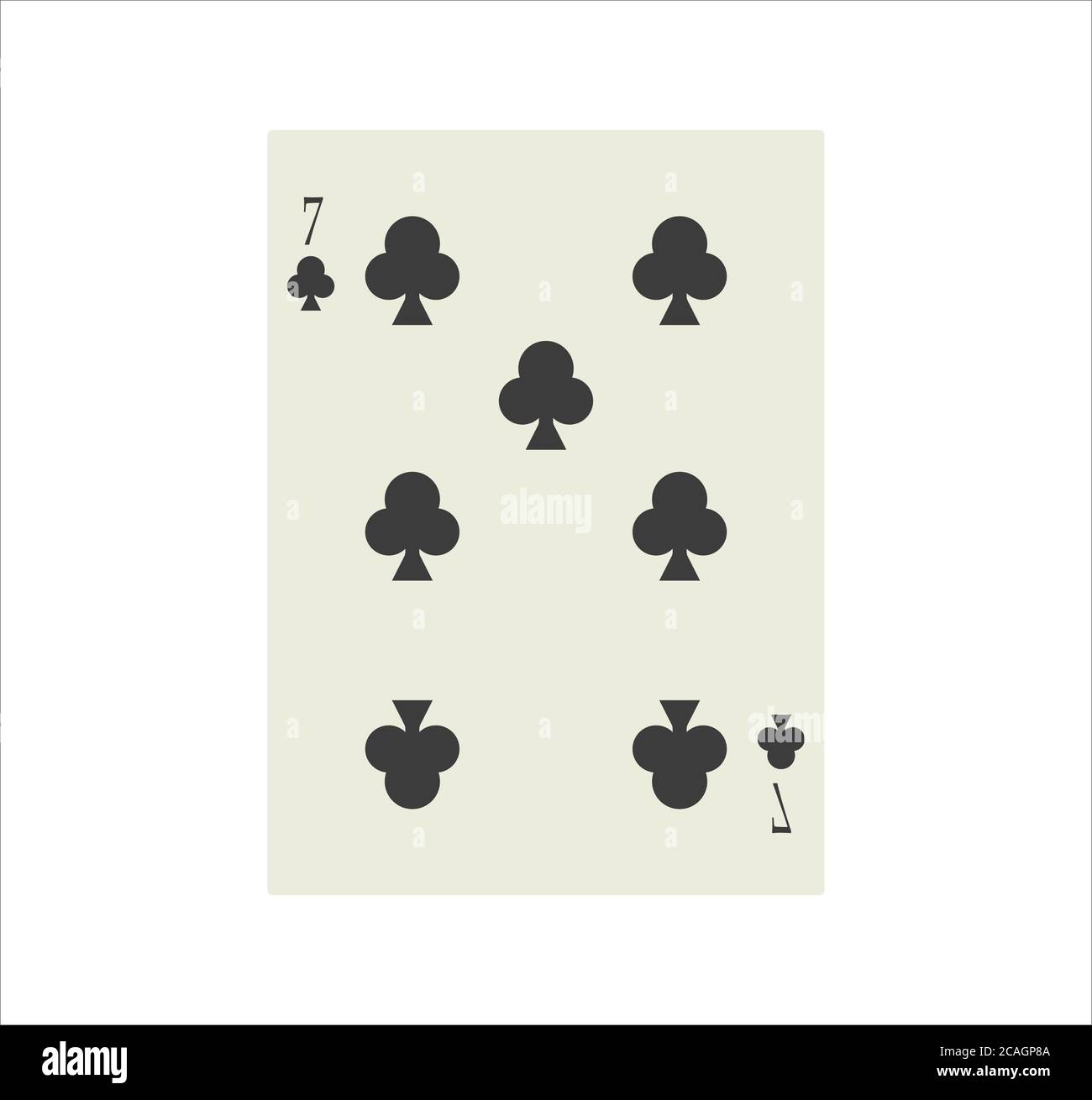 Number seven of clubs playing card for web and mobile design isolated on a white background Stock Photo