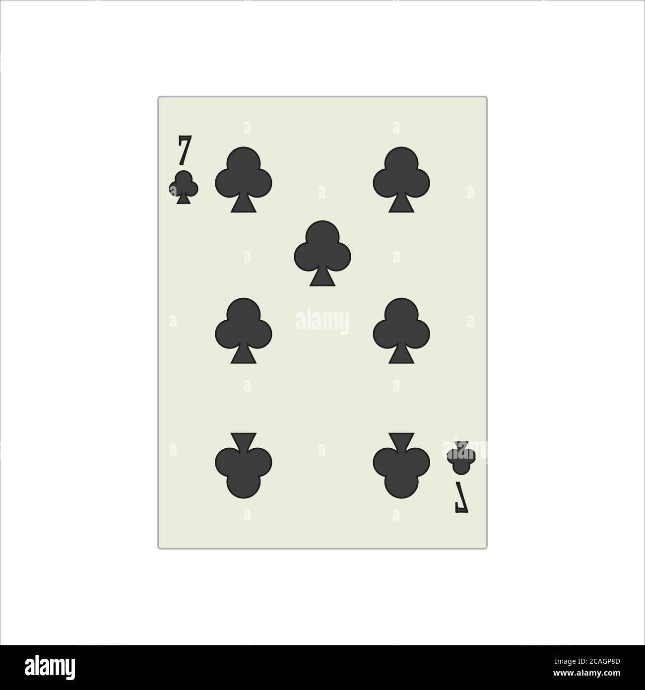 Illustration of seven  of clubs isolated on a white background Stock Photo