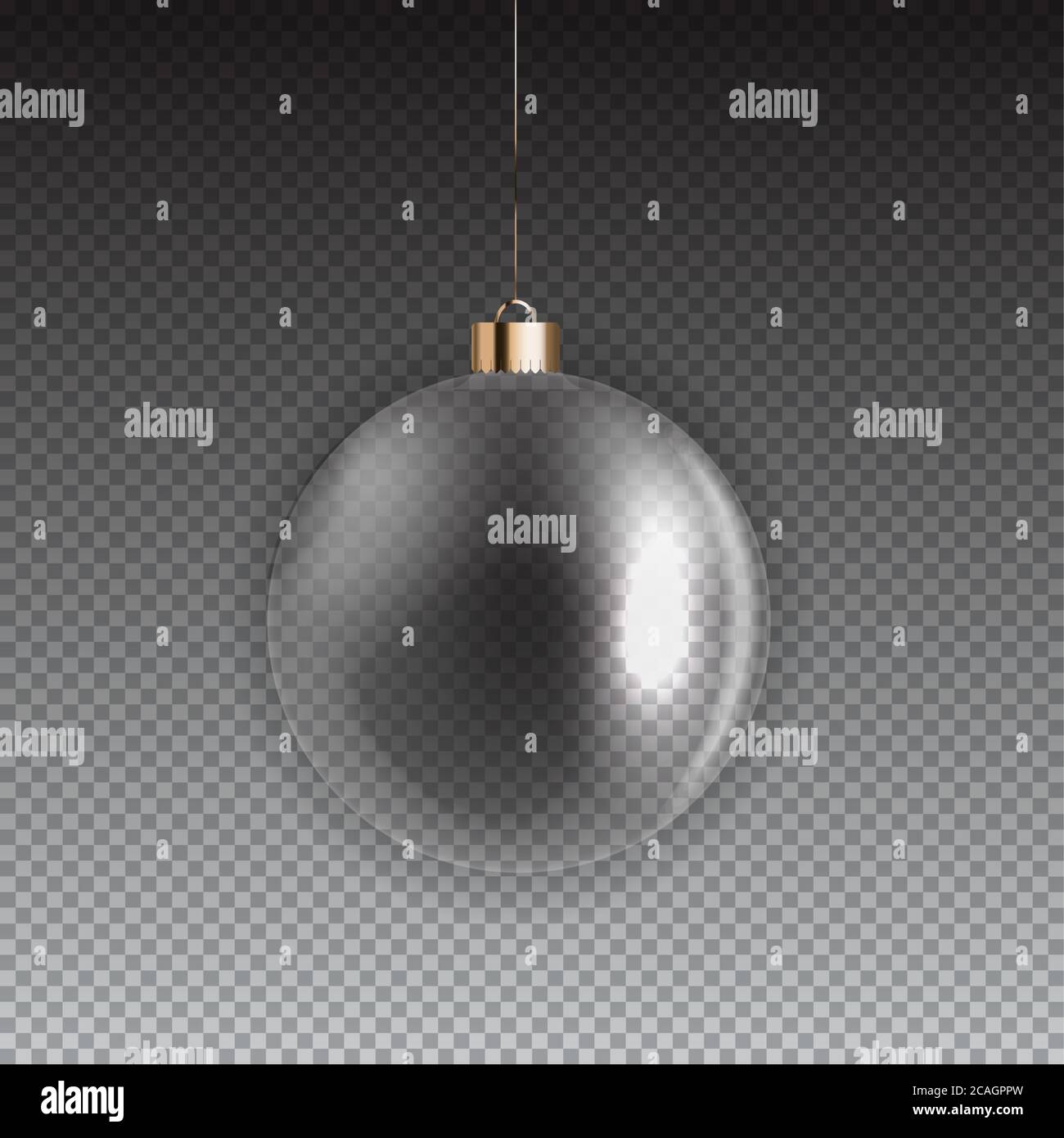 New Year and Christmas Ball on Transparent Background. Vector Illustration Stock Vector