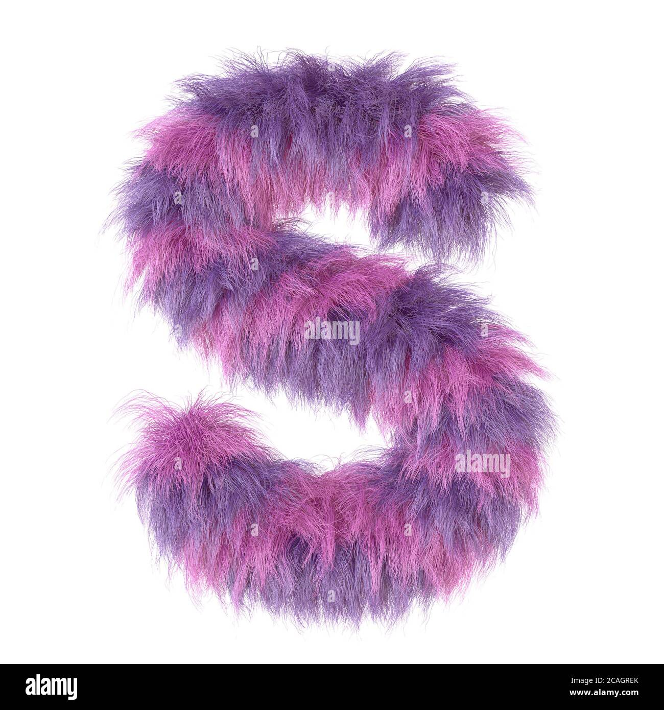 3d decorative cartoon animal purple fur letter S Stock Photo