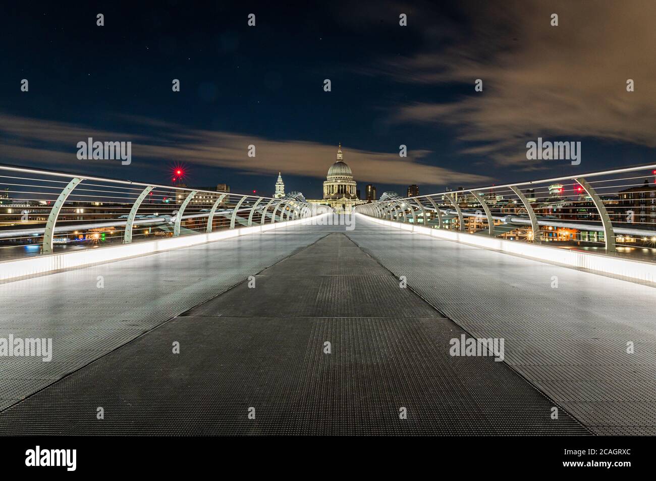Looking at St Paul's Cathedral form the Millennium Bridge, London Stock Photo