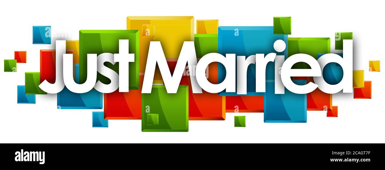 just married word in rectangles background Stock Photo - Alamy