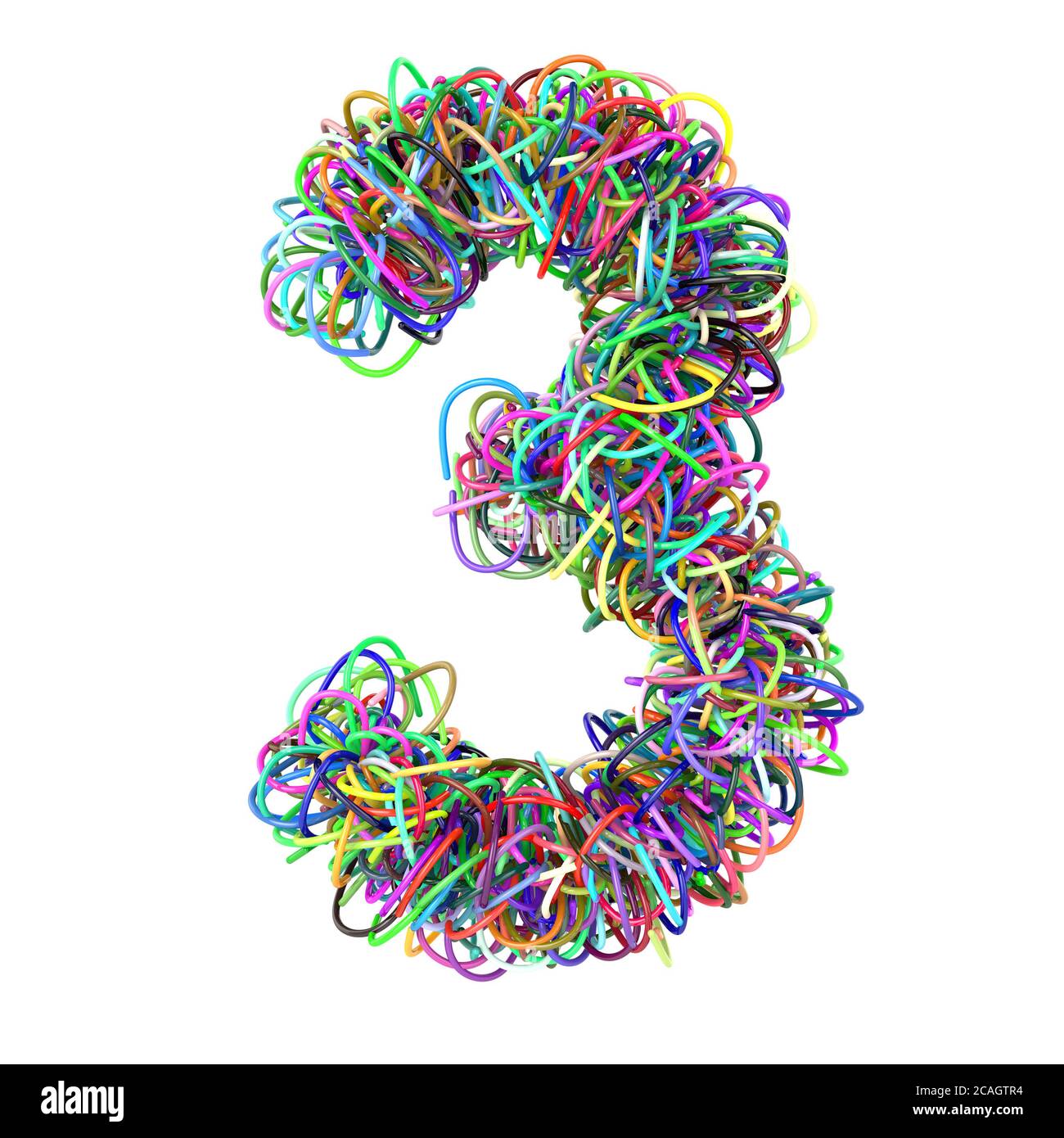 3d colored wires creative cartoon decorative number 3 Stock Photo