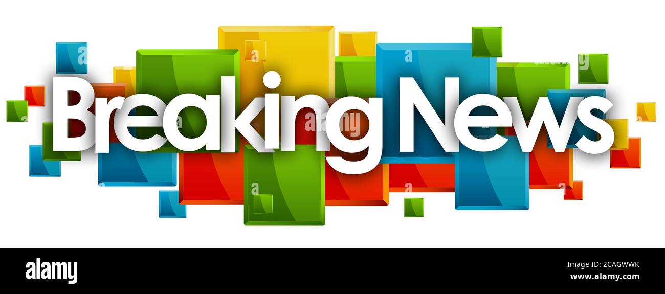 Breaking news word in rectangles background Stock Photo